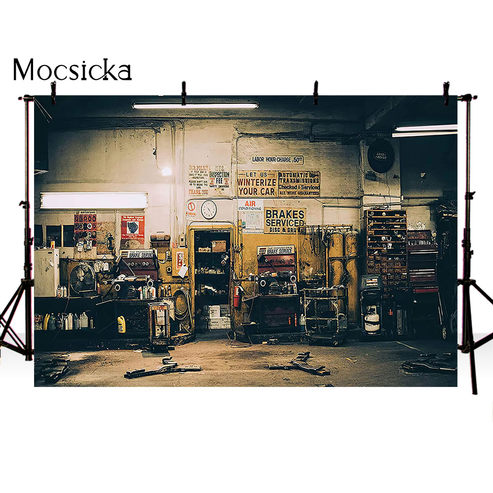 Retro Car Repairs Backdrop Too - Workshop Tools Background ulasan dan harga