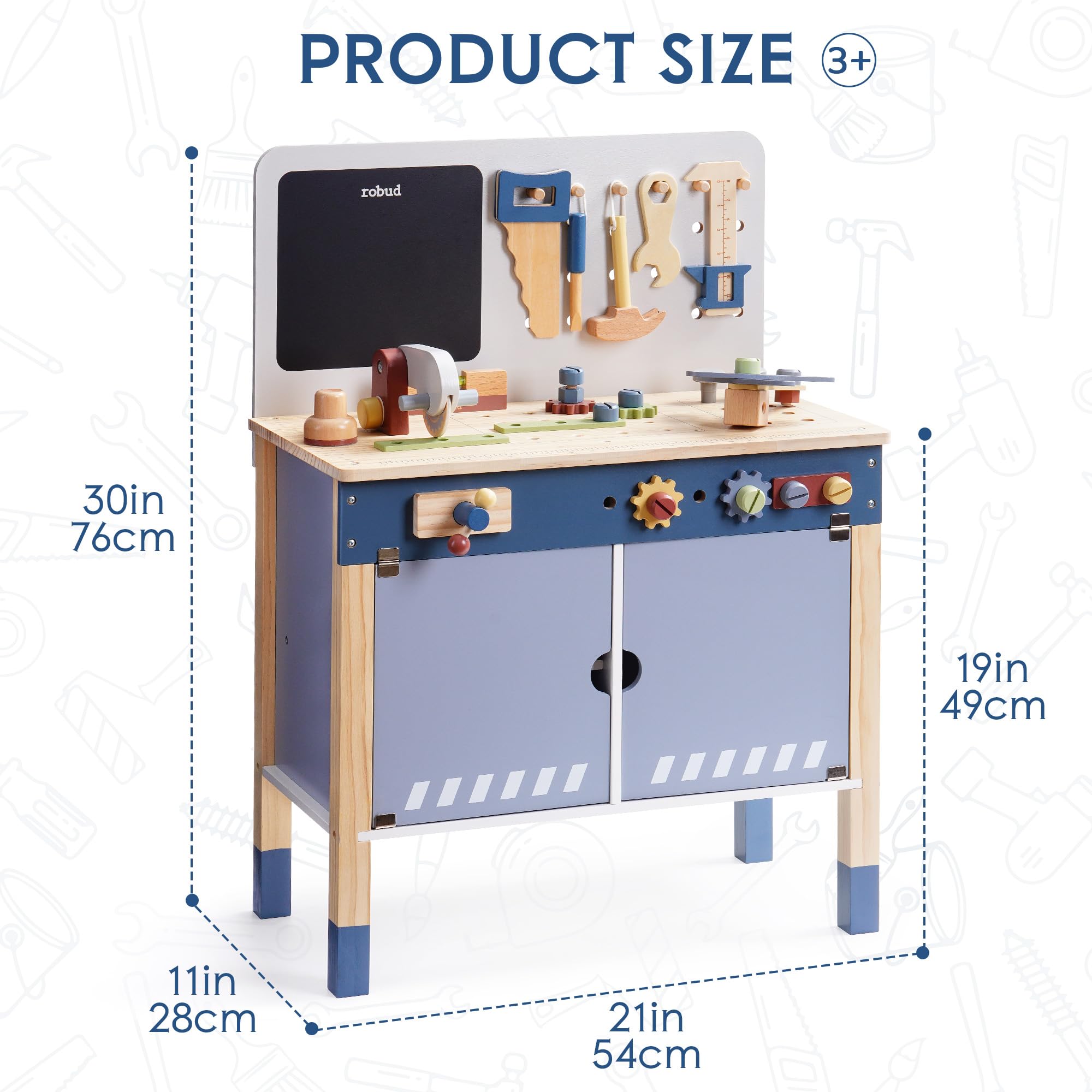 ROBUD Wooden Toy Workbench Pre - Tools Workshop For Kids ulasan dan harga