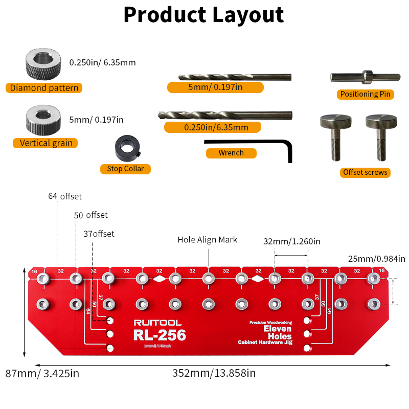 Shelf Pin Jig Set Aluminium Al - Workshop Tools Shelf ulasan dan harga