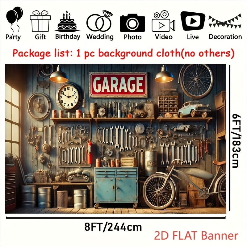Industrial Garage Backdrop Ban - Workshop Tools Background ulasan dan harga